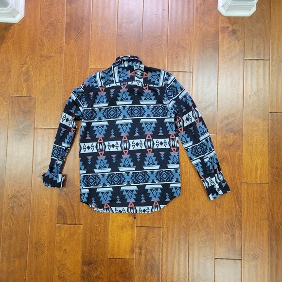 AMERICAN EAGLE HERITAGE FLANNEL SHIRT -SOUTHWESTERN PATTERN - LIKE NEW - Picture 5 of 6